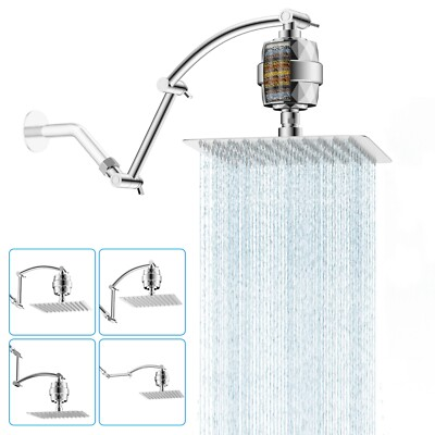 #ad Hibbent Rainfall Filtered Shower Head High Pressure Showerhead Extension Arm US $59.99