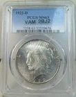 1922 D Peace dollar PCGS MS63 *VAM 2BJ2 collar clash rim cud* BR