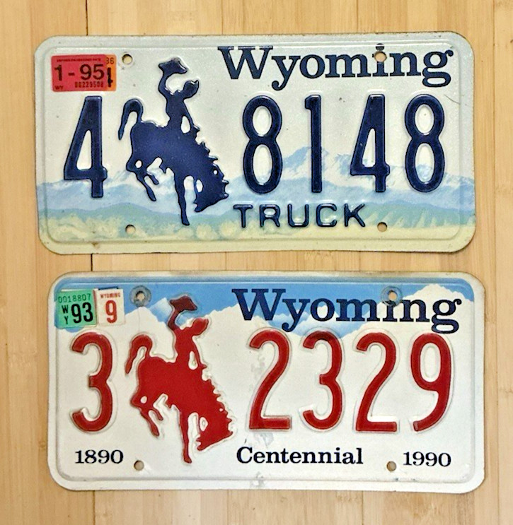 2-WYOMING Lic Plates 4-8148 & 3-2329