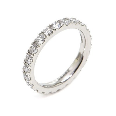 GRAFF 1.2 ct Castle Set Rund Diamant Memoire Ehering Ring Pt950 Platin mit COA