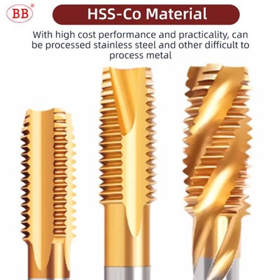 BB Zoll Gewindebohrer HSS CO Spirale gerade Nut flutlos UNC UNF TiN beschichtete