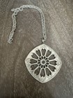 VINTAGE 1976 PEWTER ROSE WINDOW MEDALION NECKLACE, BY KIRK, BOURGES CATHEDRAL  — photo 1