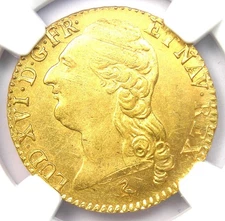 1787 France Gold Louis XVI d'Or Coin 1 L'OR - Certified NGC Uncirculated UNC MS
