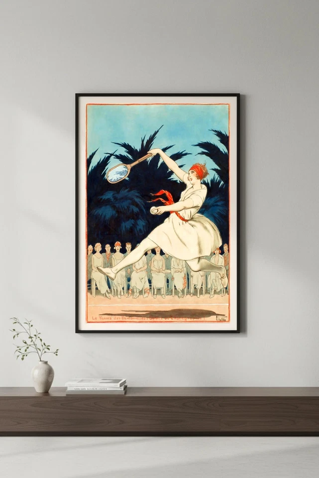 Póster de arte de tenis vintage de la década de 1920 de H. Vallée Foto 2 de 4