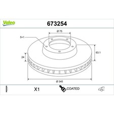 2x Valeo 673254 Bremsscheibe f�r BMW ALPINA 5 6 D3 E60 E61 E63 E64 E90 E91