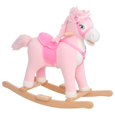 Plush Rocking Horse, Realistic Sounds, Swinging Tail, Pink, Ideal Birth Gift, Jo