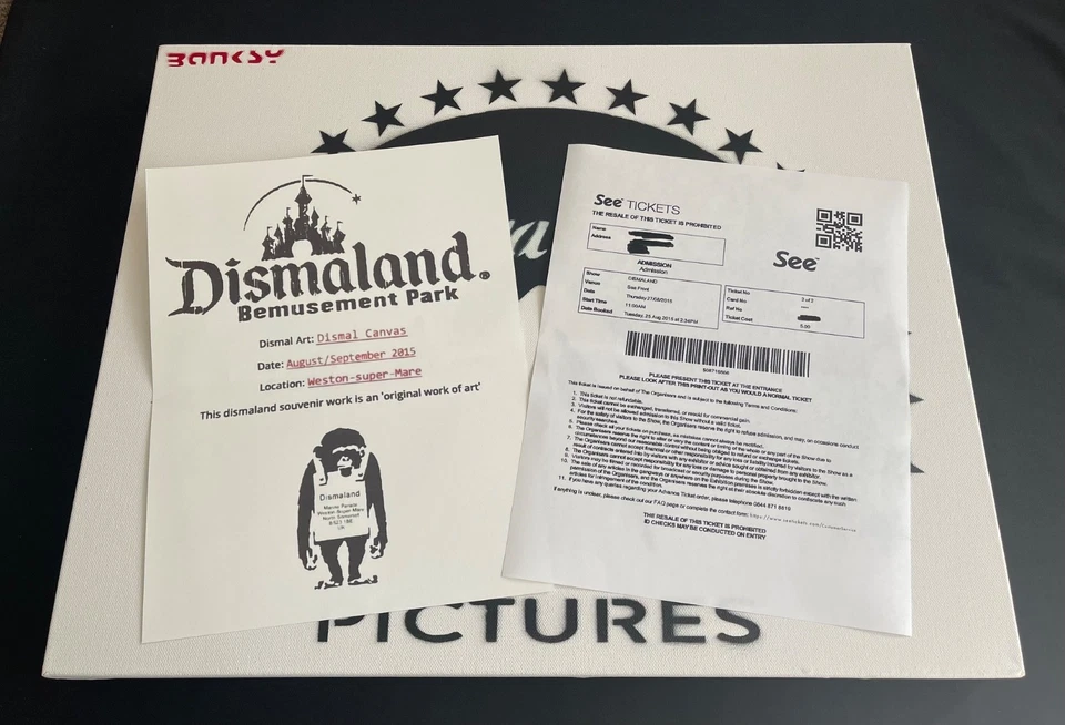Pintura Banksy Rara Grande Dismaland 2015 con papeleo Foto 4 de 4