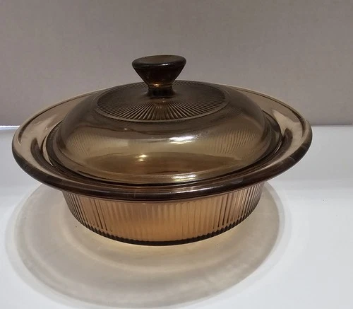 Corning Vision Smoke 24 Oz. 750 ml. Casserole Dish V-30-B w/Pyrex Lid V1C VTG