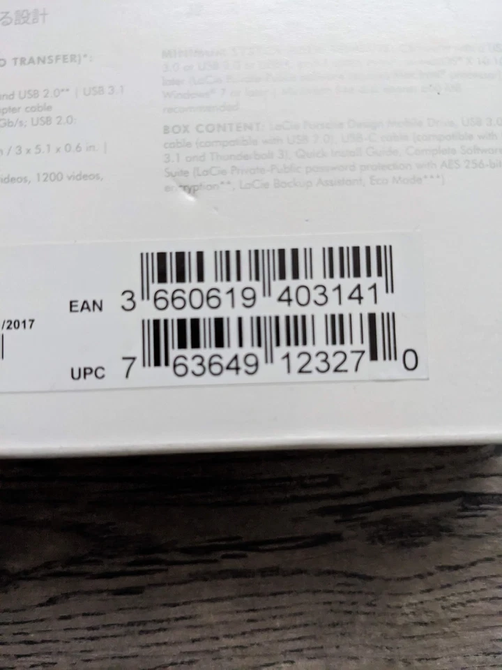 LaCie Porsche Design Mobile Drive 1TB USB-3.0 USB-2.0 External Hard Drive-SEALED - Image 3 of 4