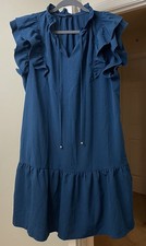Dokotoo Dress Teal Blue Ruffle Jumper Whimsical Bohemian Festival Women's XL