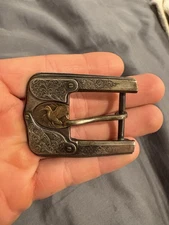 Antique Belt Buckle Sterling silver and 14k Gold. Beautiful peice