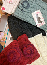 3 pr Boot Socks Cuffs Winter Warm, Knitted Short Leg Warmers