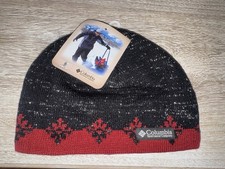 Columbia Winter Hat Beanie Cap Black With Red