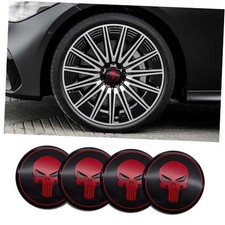 4PCS Car Wheel Center Hub Cover, Center Caps for Rims, Black/Red Skull