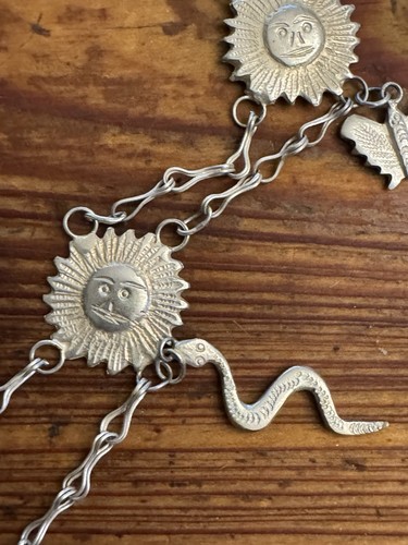 Genuine Antique Guatemalan Silver Coin Chachal Milagro Pendant Shaman Necklace - Picture 6 of 24