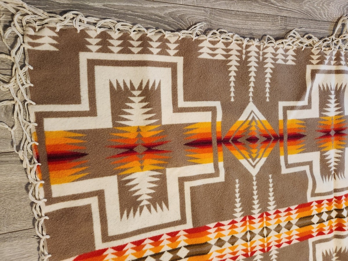 Vintage Pendleton Beaver State Wool Blanket 62x64 Harding Navajo