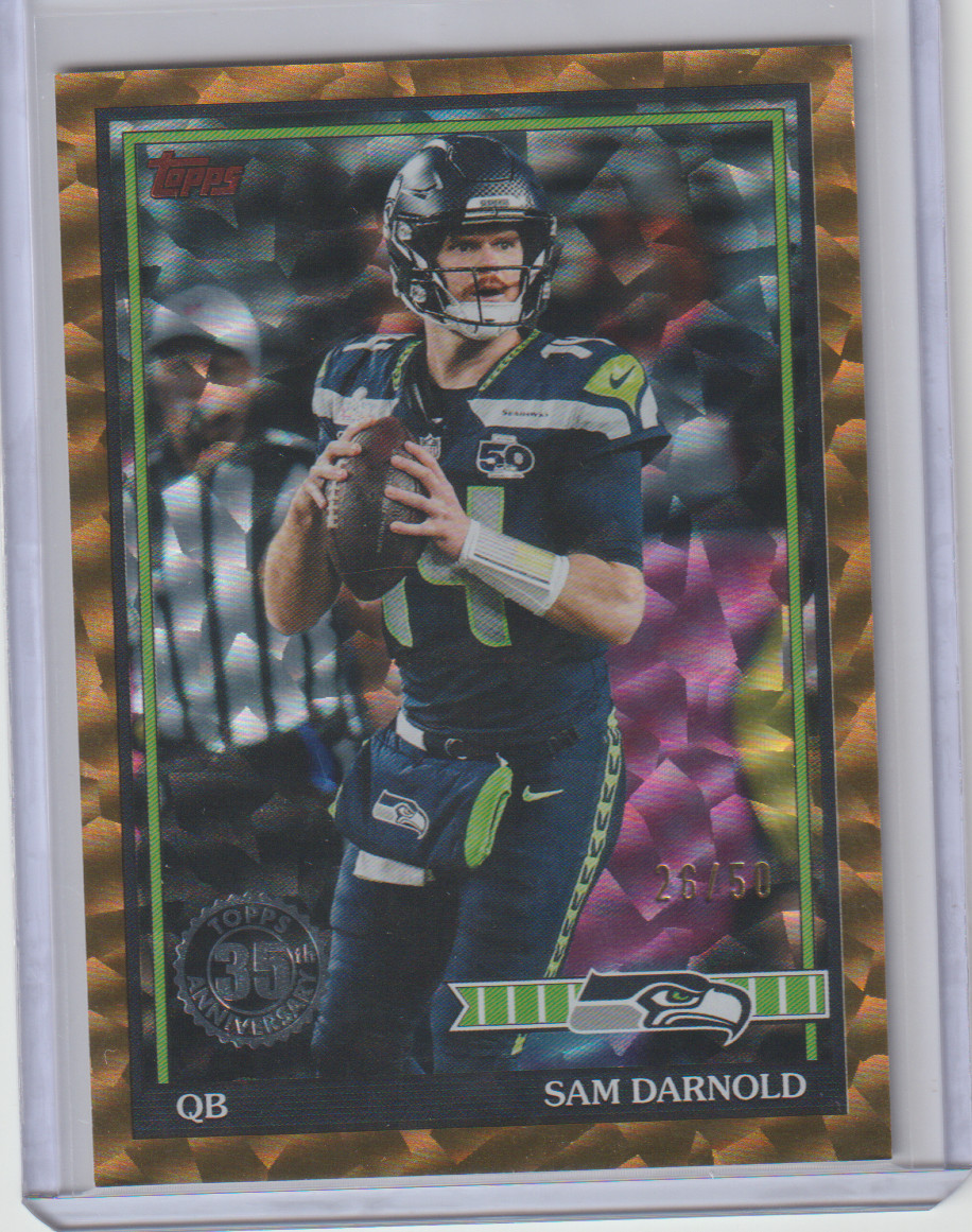 2026 Topps Flagship 1991 Sam Darnold Gold Crackle 91TF-50 /50 Seattle Seahawks