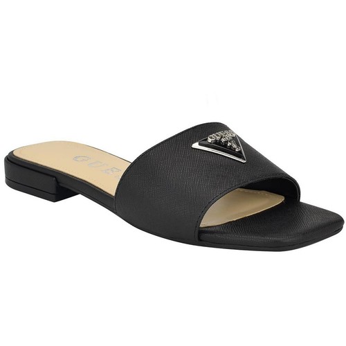 Guess Womens Tamsea Black Faux Leather Slide Sandals 6 Medium (B,M) BHFO 7396
