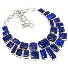 Lapis lazuli Gemstone Necklace Handmade Adjustable Chain Jewelry 18" BN 7450