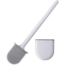 Silicone Toilet Brush Set with Holder Wall Mounted for Bathroom RV Travel