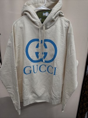 Gucci x Doraemon White Terry Pullover Hoodie Logo Print Men's Size M