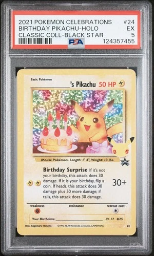 2021 POKEMON CELEBRATIONS CLASSIC COLL #24 BIRTHDAY PIKACHU-HOLO PSA 5