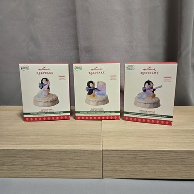 Hallmark Ornaments Set Of 3 Merry Music Makers Groovin  Guitar, Piano & Sax 2017