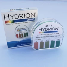 Hydrion QT-40 Quaternary SANITIZER Solution Test Tape for Testing 0-500 Ppm Rang