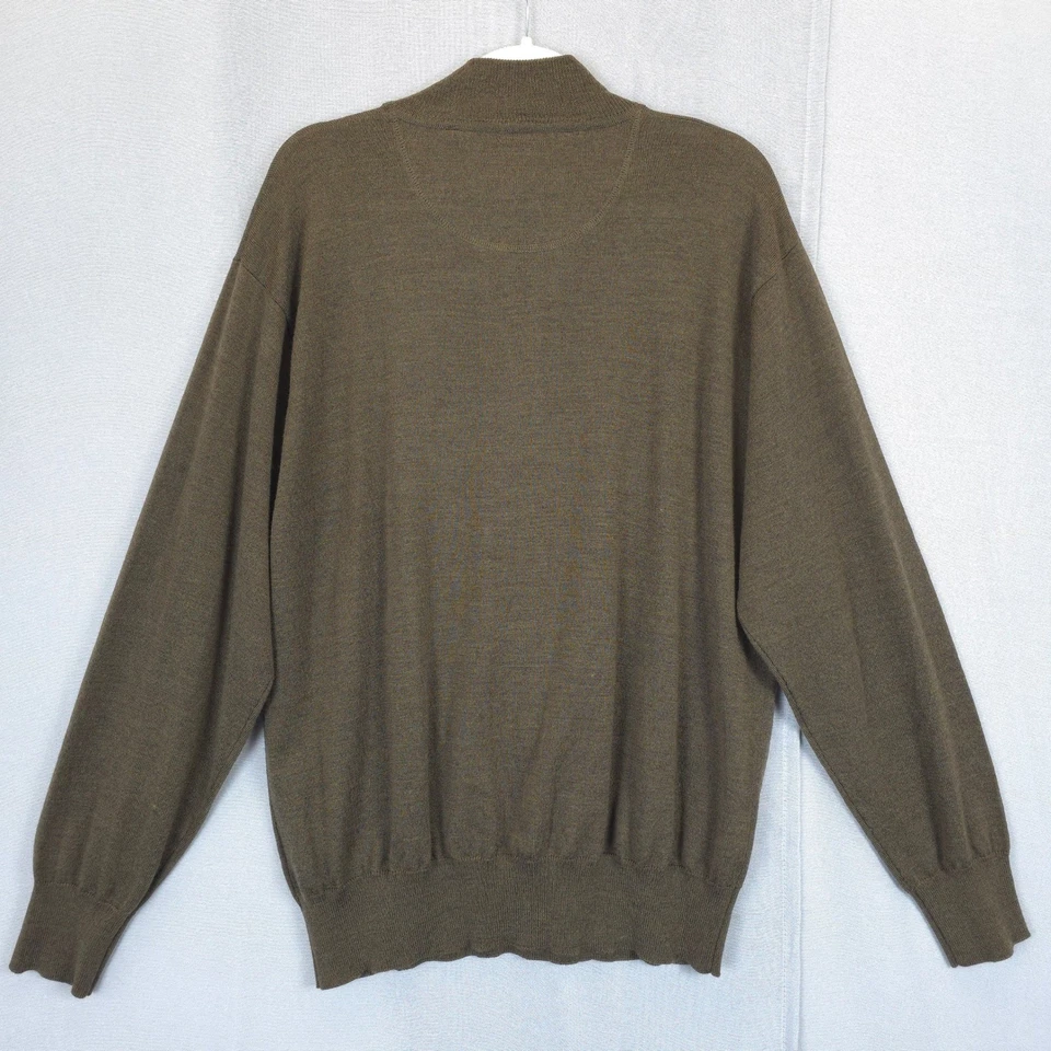 Orvis Merino Wool Quarter Zip Sweater Men L Olive Mock Neck Pullover Knit - Image 2 of 4