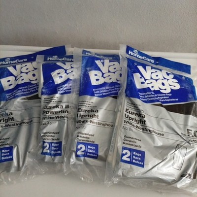4 Packs HomeCare Vac Bags Eureka Upright Style F&G No.26 Bags NIP 8 Bags Total