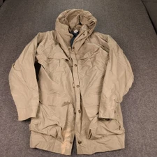 Vintage Woolrich Jacket Mens Medium Khaki Hooded Distressed Made in USA