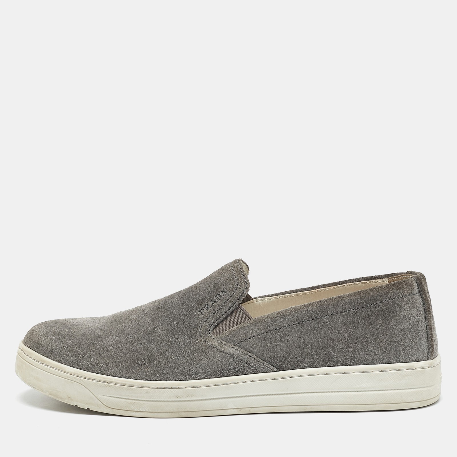 Prada Sport Grey Suede Slip-On Sneakers EU 38.5