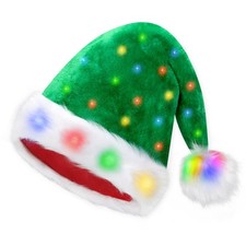 Light Up Plush Funny Santa Hat For Adults Kids Xmas Christmas Party Supplies