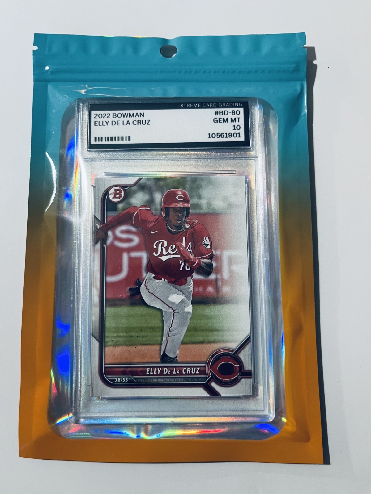 Elly De La Cruz Graded Gem Mint 10. 2022 Bowman #BD-80 view 3