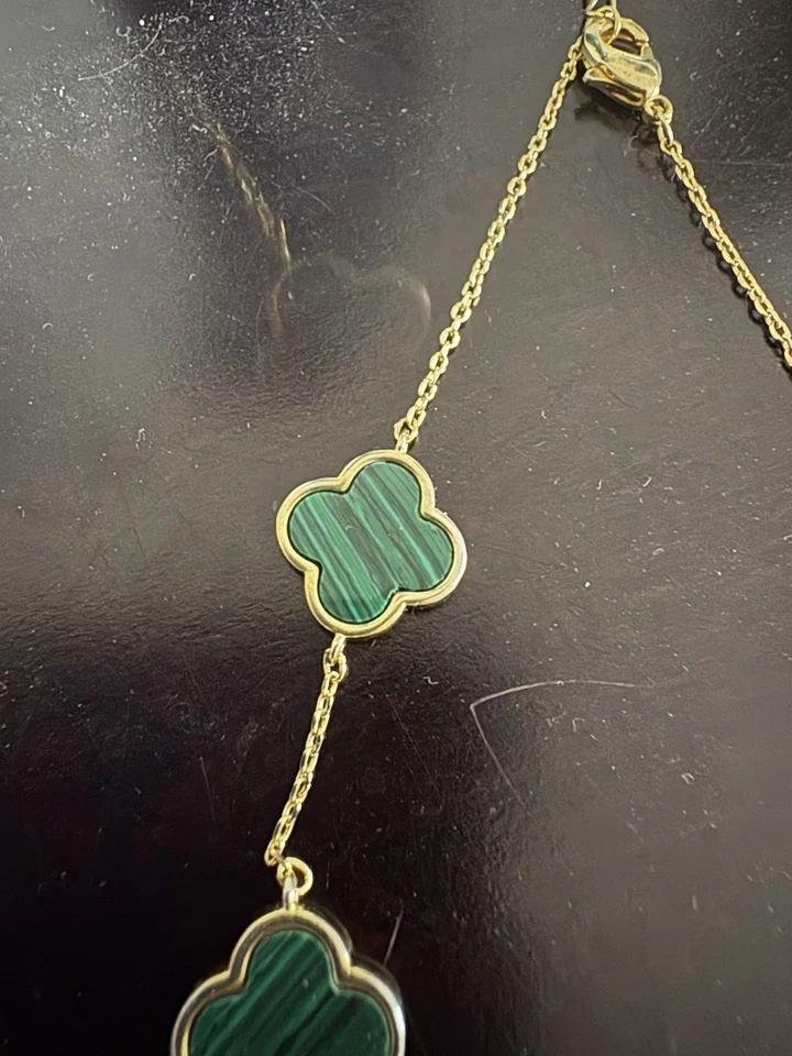 18K Gold Plated Clover Lucky Bracelet Women Four Leaf Cute Colorful Gift Trendy - Image 4 of 4