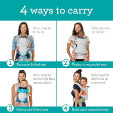 4-in-1 Adjustable Baby Carrier - Ergonomic  Convertible for Newborns to Toddler