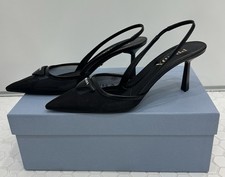 Prada Rete Nylon Mesh Slingback Pumps 36.5 6.5 EUC