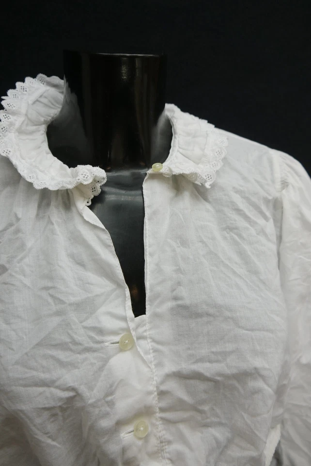 Gr.42 Dirndlbluse weiß Bluse für Dirndl Baumwolle mit Spitze Stickerei B11436 - Bild 2 von 4