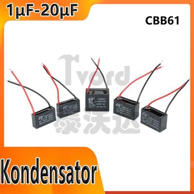 CBB61 1μF-20μF Motor Lüfter Fan Start Kondensator 450V 1/1,2/2/3/4/5/15/18-20μF