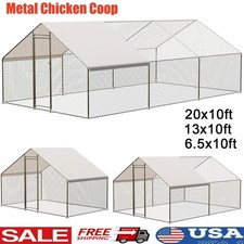 20 x10ft Walk-in Metal Chicken Coop Poultry Cage Pet House w/ Chicken Run Cover