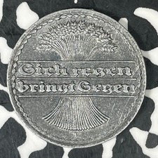 1921-F Germany 50 Pfennig Lot#C7622 High Grade! Beautiful!