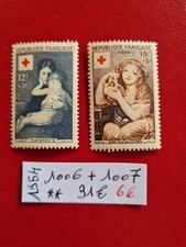 FRANCE 1954 TRES BEAUX N°1006 + 1007 NEUF** COTE 31 € ISSUS DU CARNET CROIS ROUG