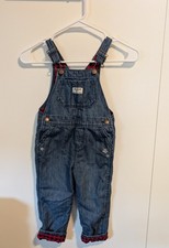 Oshkosh Denim Overalls 4T Buffalo Plaid Lining