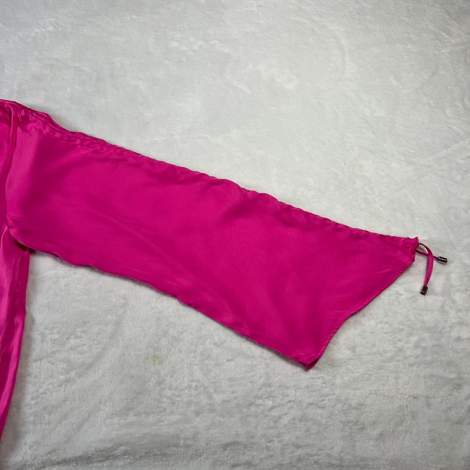 Philosophy V-Neck Satin Blouson Blouse Size Medium Wide Sleeve Colorful Girly