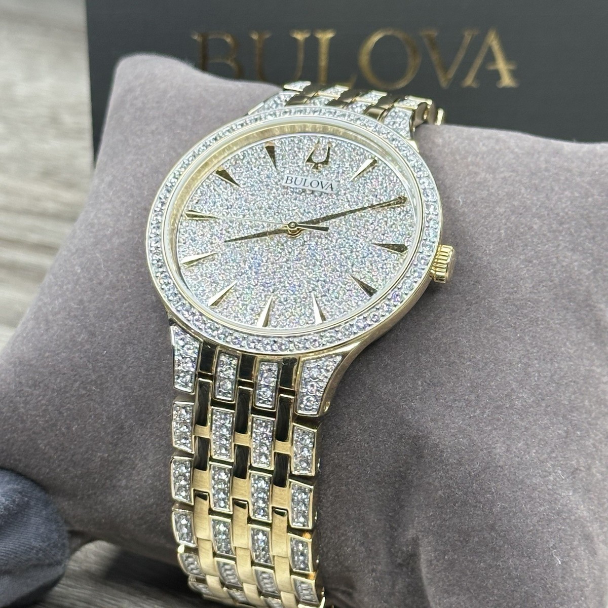 その他 CRYSTAL NEW✓CRYSTALS✓ Bulova Phantom Gold Tone Stainless Steel Men's