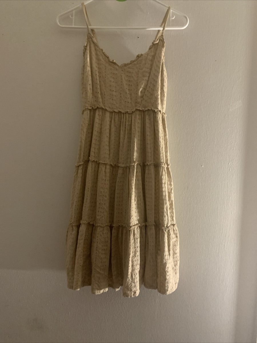 Sim & Sam Beige Sz. XL Eyelet Design Adjustable Straps Summer Dress 3051