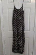 HOLLISTER XS black geometric pattern spaghetti strap open back jumpsuit