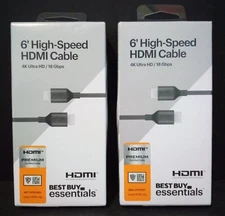 Best Buy Essentials 6' High-Speed HDMI Cable Set of Two 4K Ultra HD 18 Gbps NIB