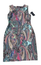 NEW Tommy Hilfiger sleeveless sheath knee length Paisley Business Casual Dress