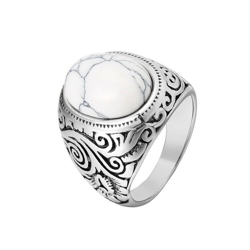 Men Stainless Steel MENDEL Mens Simulated Oval Turquoise Stone Ring Size 7 8-15 - Picture 34 of 44
